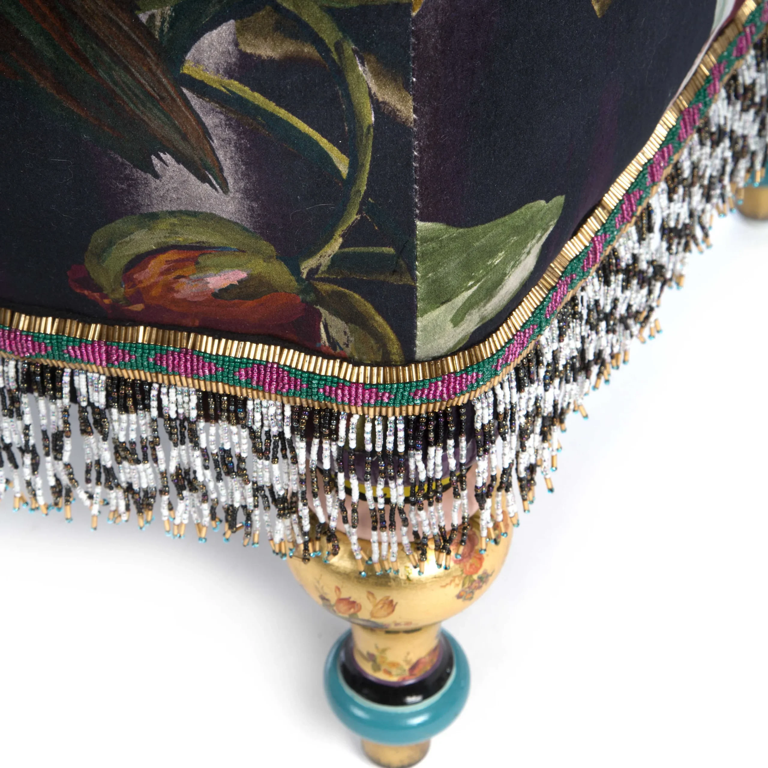 MacKenzie-Childs Moonlight Garden Rumor Has It Ottoman| Living Room