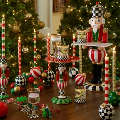 MacKenzie-Childs Multi Bands Red  Green  Dinner Candles, Set of 2| Holiday|Candles & Fragrances