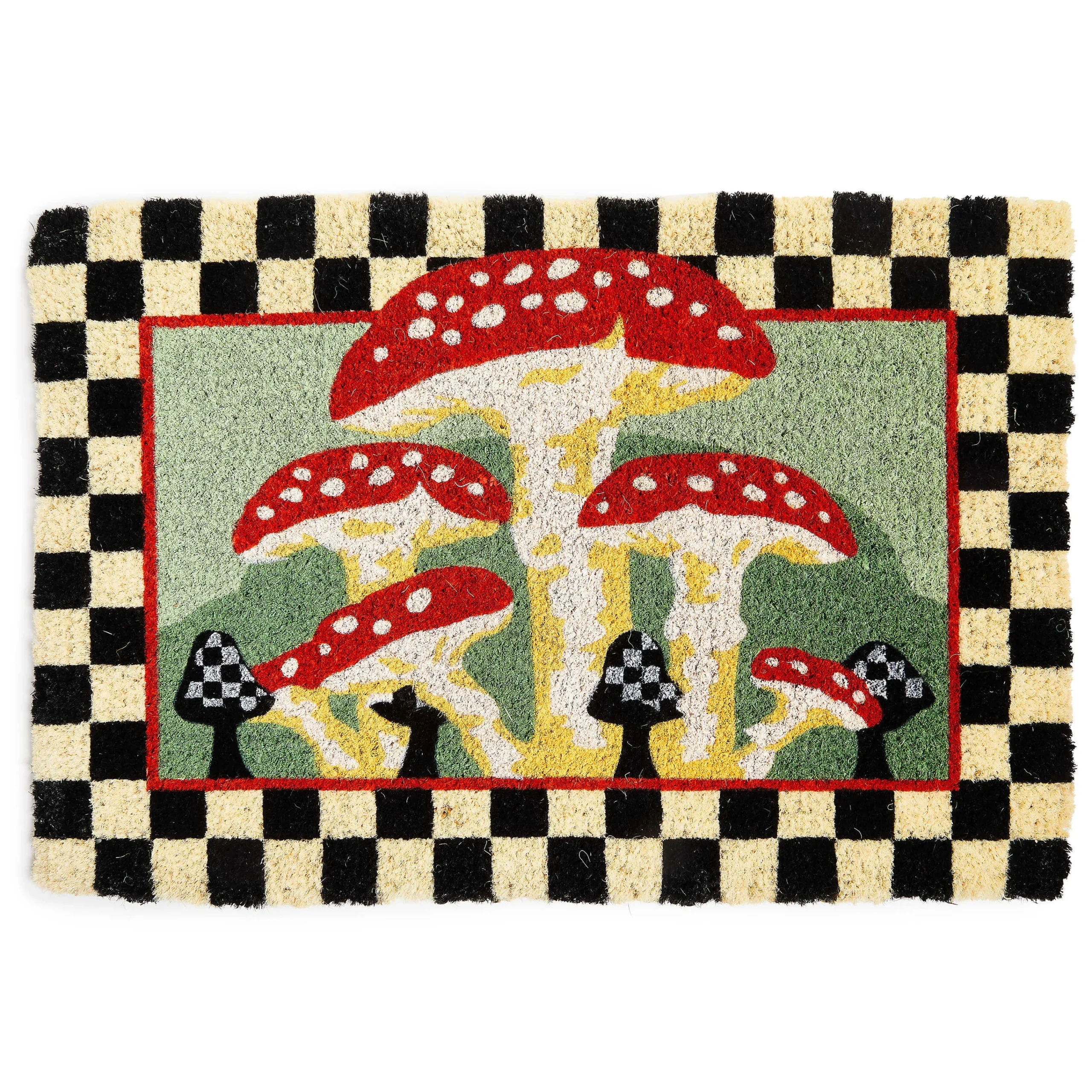 MacKenzie-Childs Mushroom Check Border Entrance Mat| The Fall Shop|Rugs