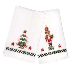 MacKenzie-Childs Nutcracker Tree Guest Towels, Set of 2| Holiday|Bath & Bath Accessories