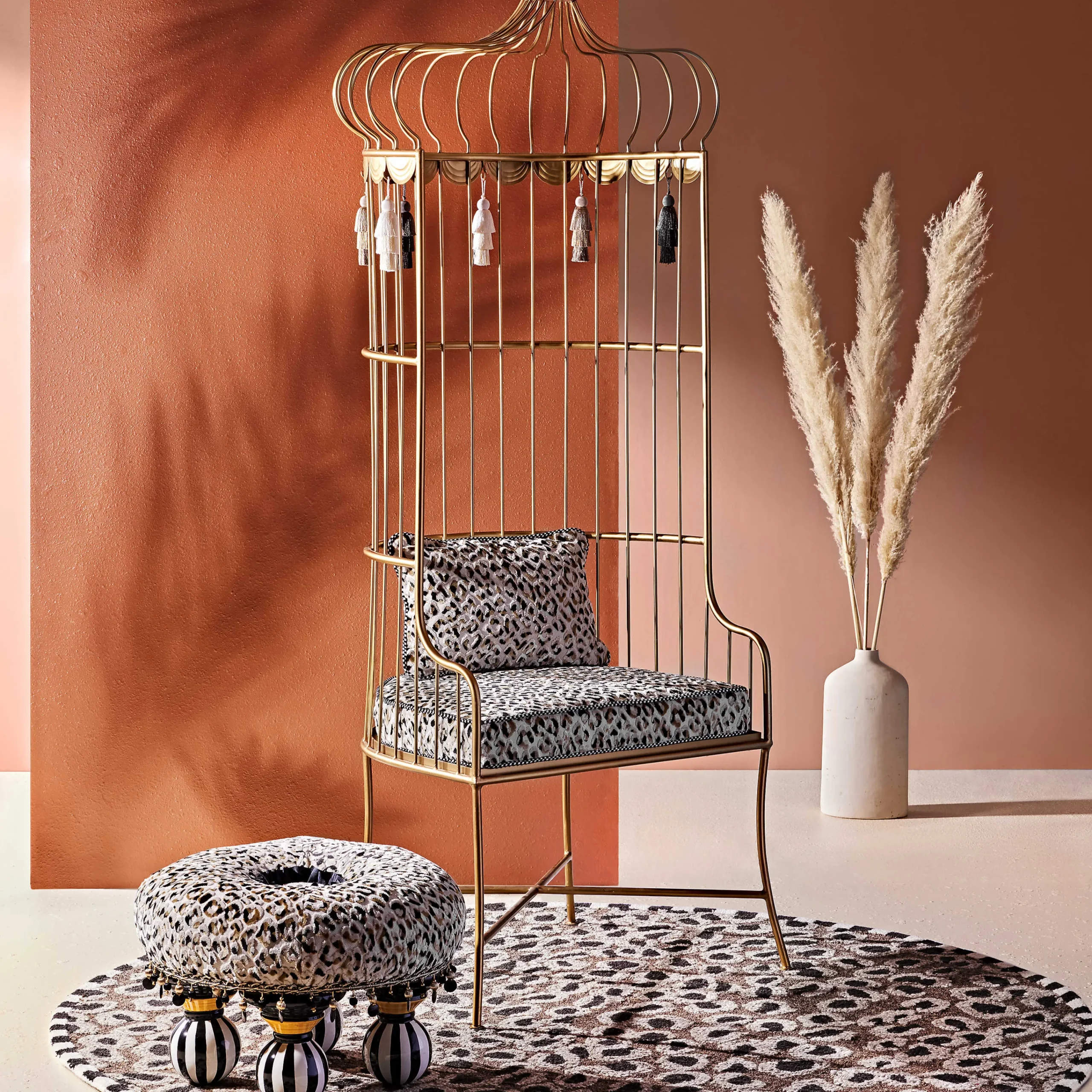 MacKenzie-Childs Ocelot Tuffet| Living Room