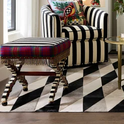 MacKenzie-Childs On Wall Street Stripe Cushioned Accent Stool| Bedroom|Living Room