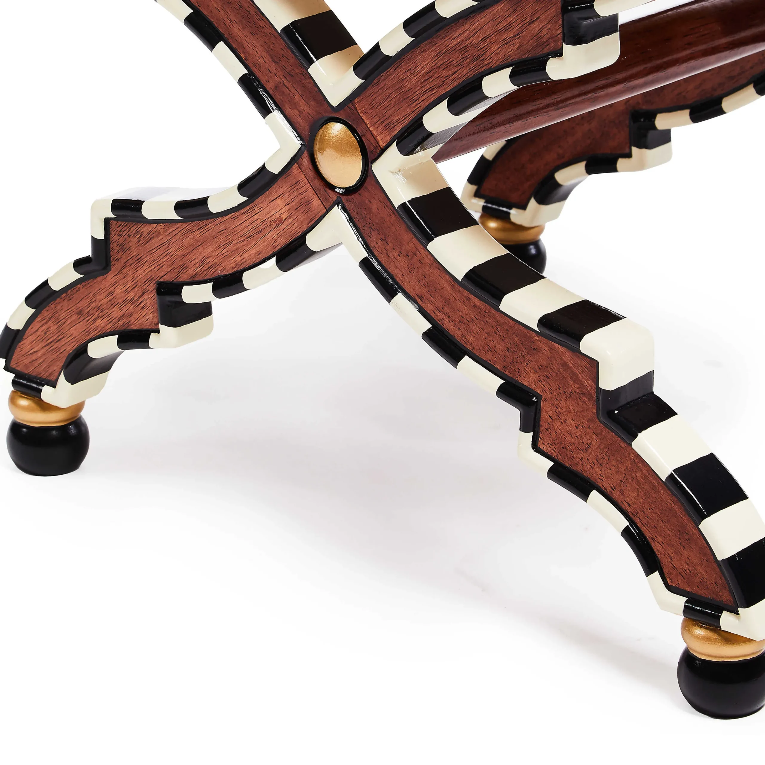 MacKenzie-Childs On Wall Street Stripe Cushioned Accent Stool| Bedroom|Living Room