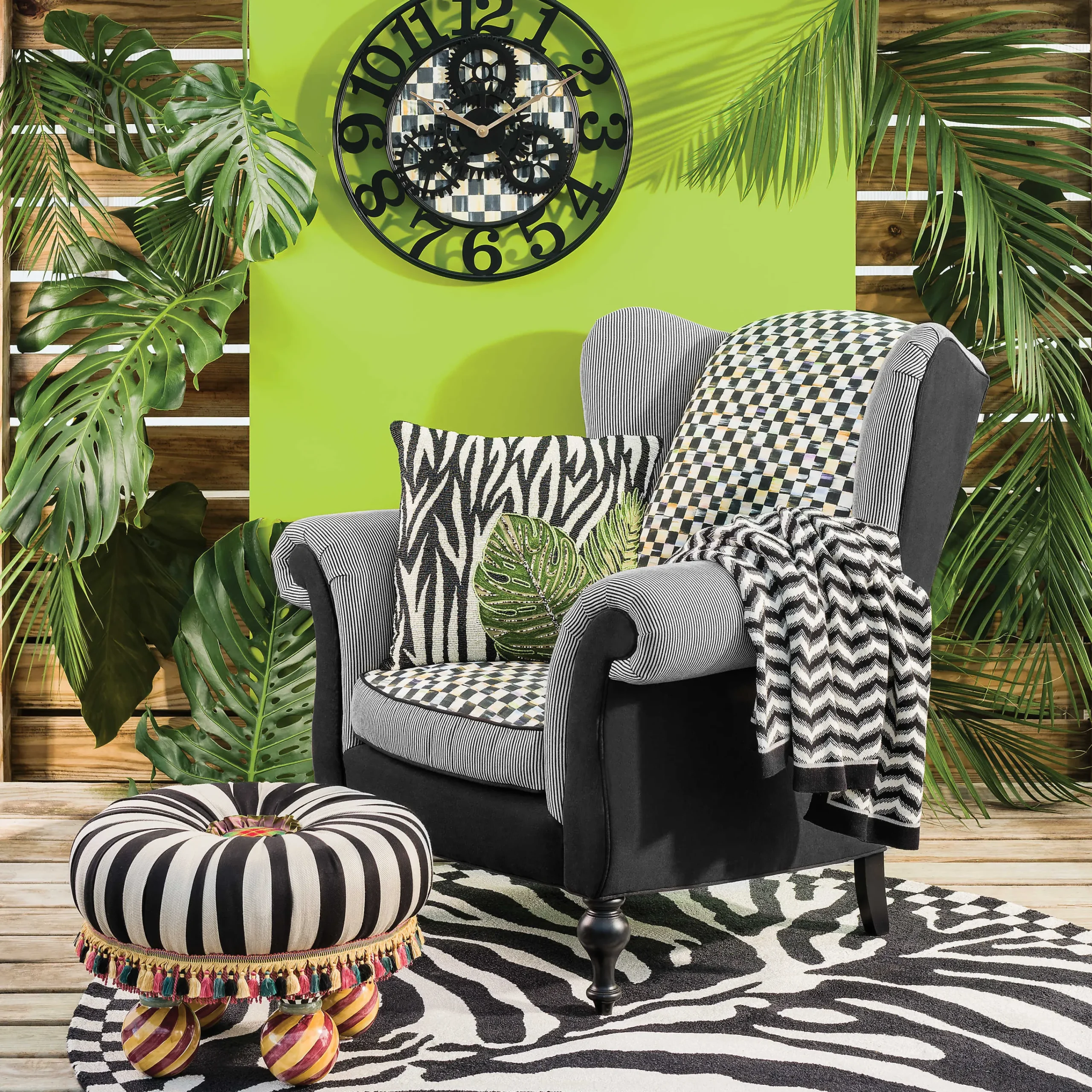 MacKenzie-Childs On Wall Street Tuffet| Living Room
