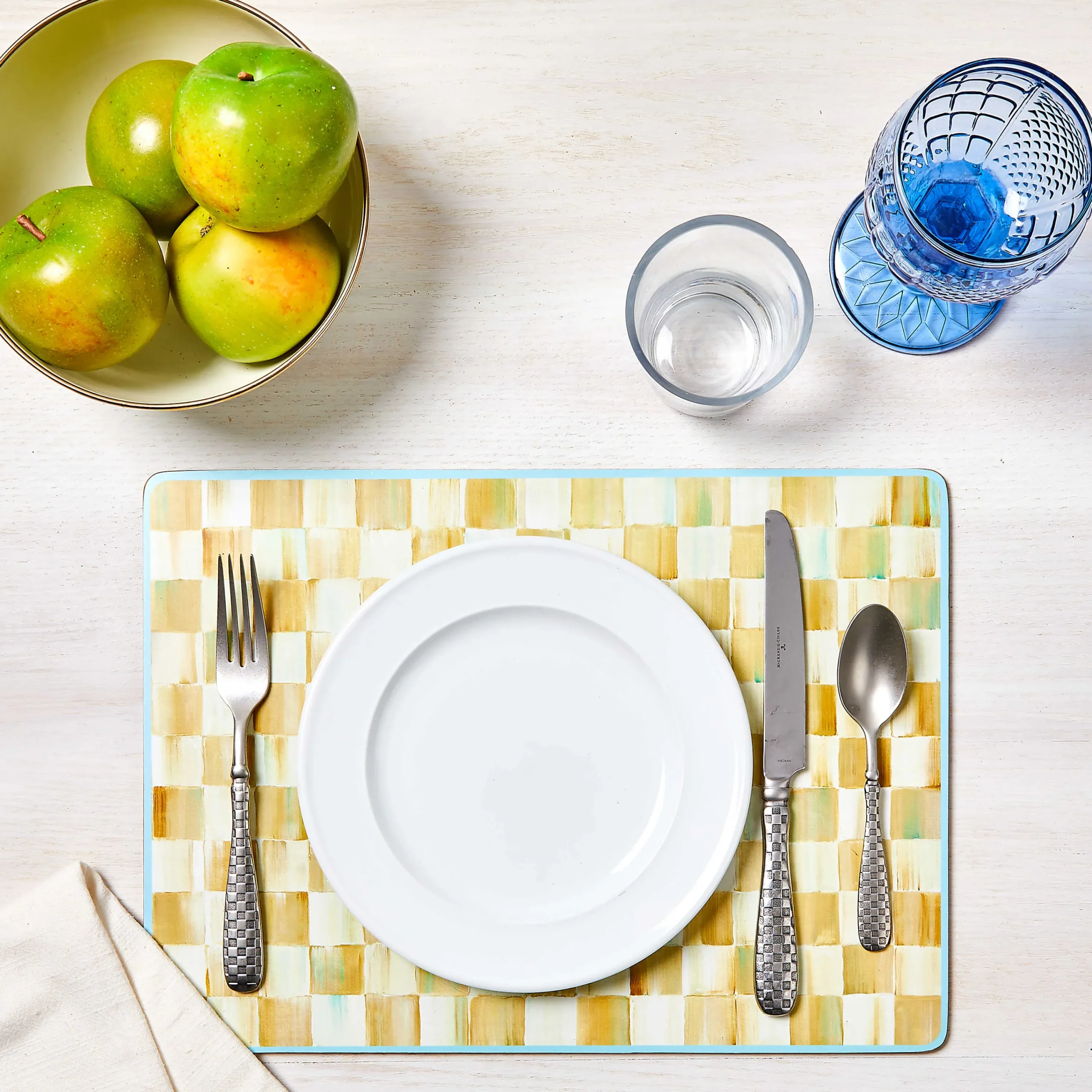 MacKenzie-Childs Parchment Check Cork Back Placemats, Set of 4| Table Accessories|Kitchen & Table Linens