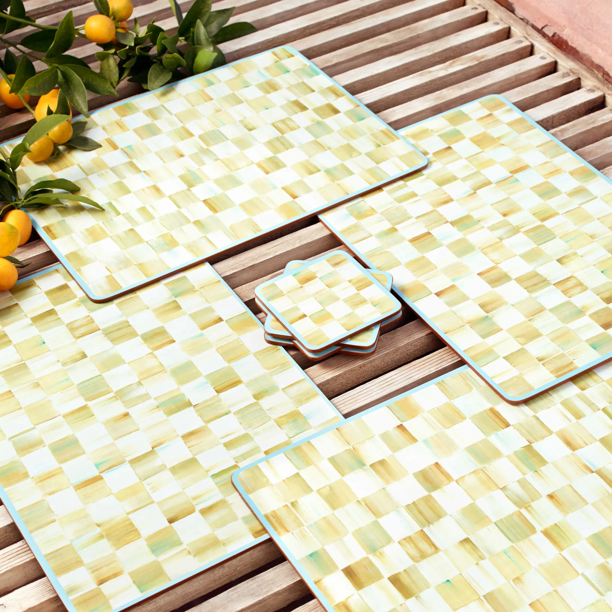MacKenzie-Childs Parchment Check Cork Back Placemats, Set of 4| Table Accessories|Kitchen & Table Linens