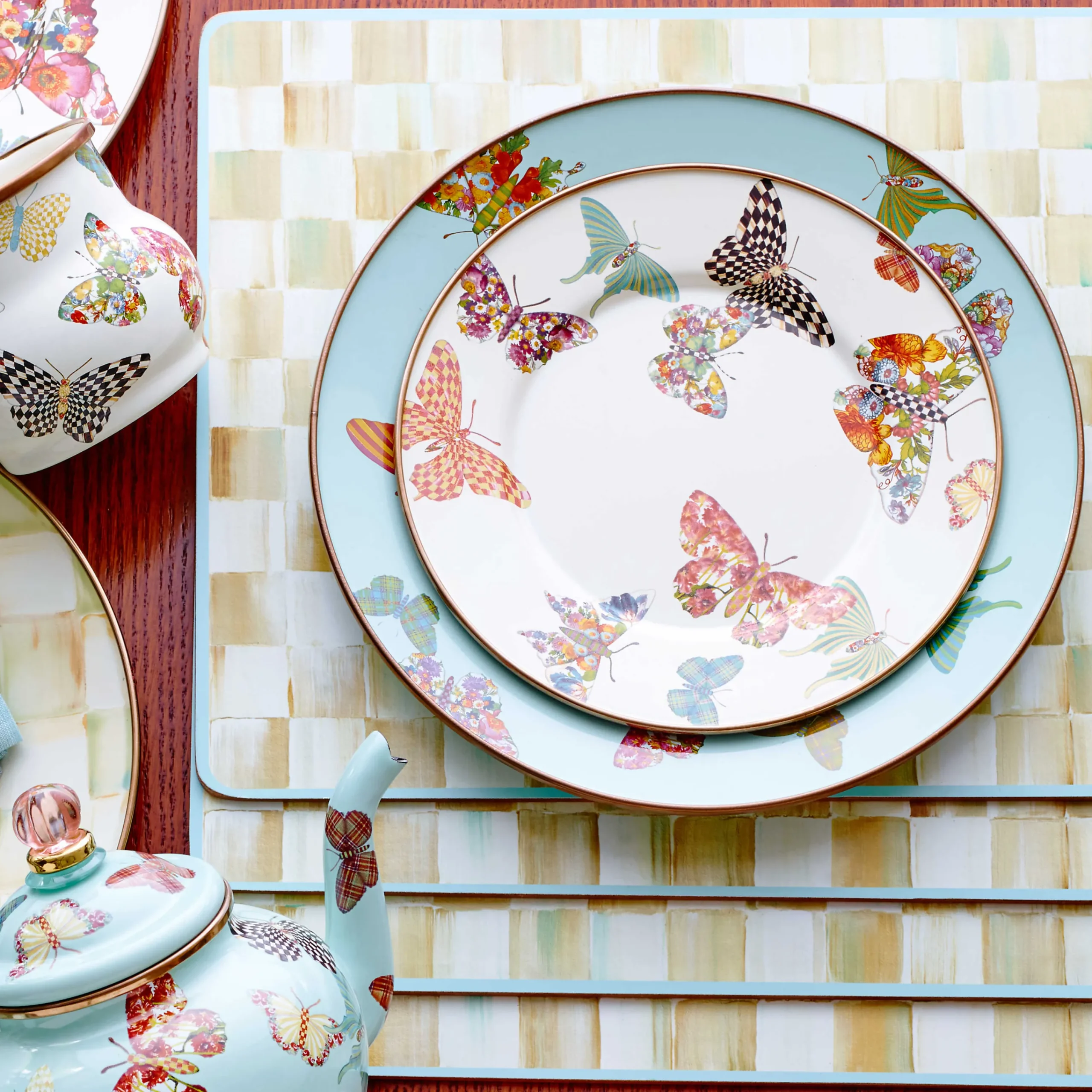 MacKenzie-Childs Parchment Check Cork Back Placemats, Set of 4| Table Accessories|Kitchen & Table Linens
