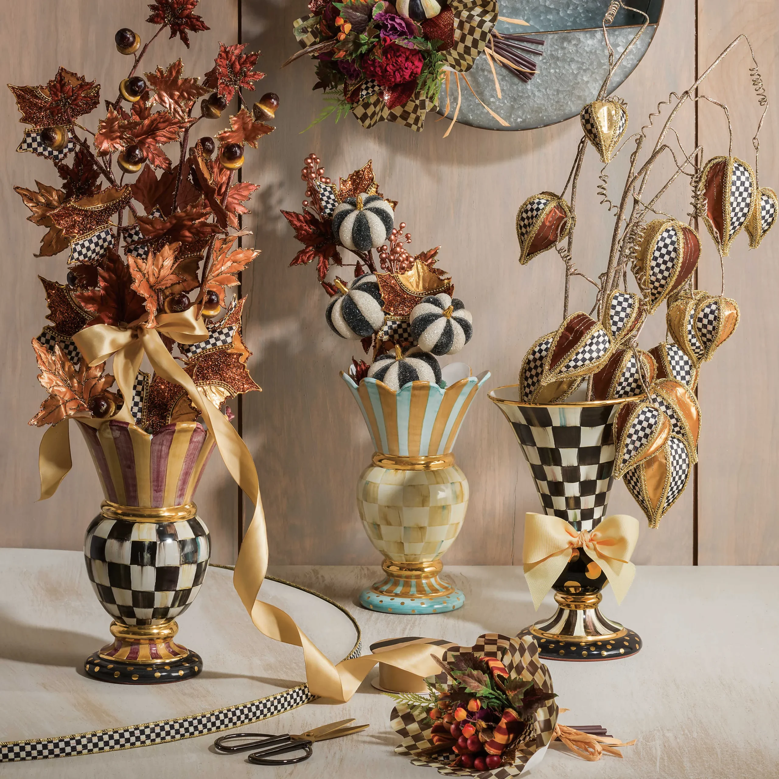 MacKenzie-Childs Parchment Check Great Vase| Room Accents