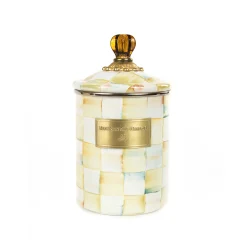 MacKenzie-Childs Parchment Check Medium Canister| Room Accents|Kitchen Storage & Organization