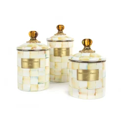 MacKenzie-Childs Parchment Check Medium Canister| Room Accents|Kitchen Storage & Organization