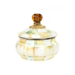 MacKenzie-Childs Parchment Check Squashed Pot| Bath & Bath Accessories|Room Accents