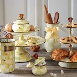MacKenzie-Childs Parchment Check Squashed Pot| Bath & Bath Accessories|Room Accents