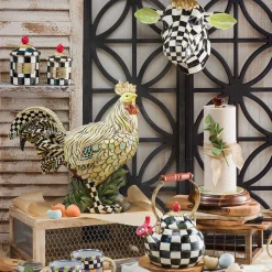 MacKenzie-Childs Parchment Check Wood Paper Towel Holder| Kitchen Storage & Organization