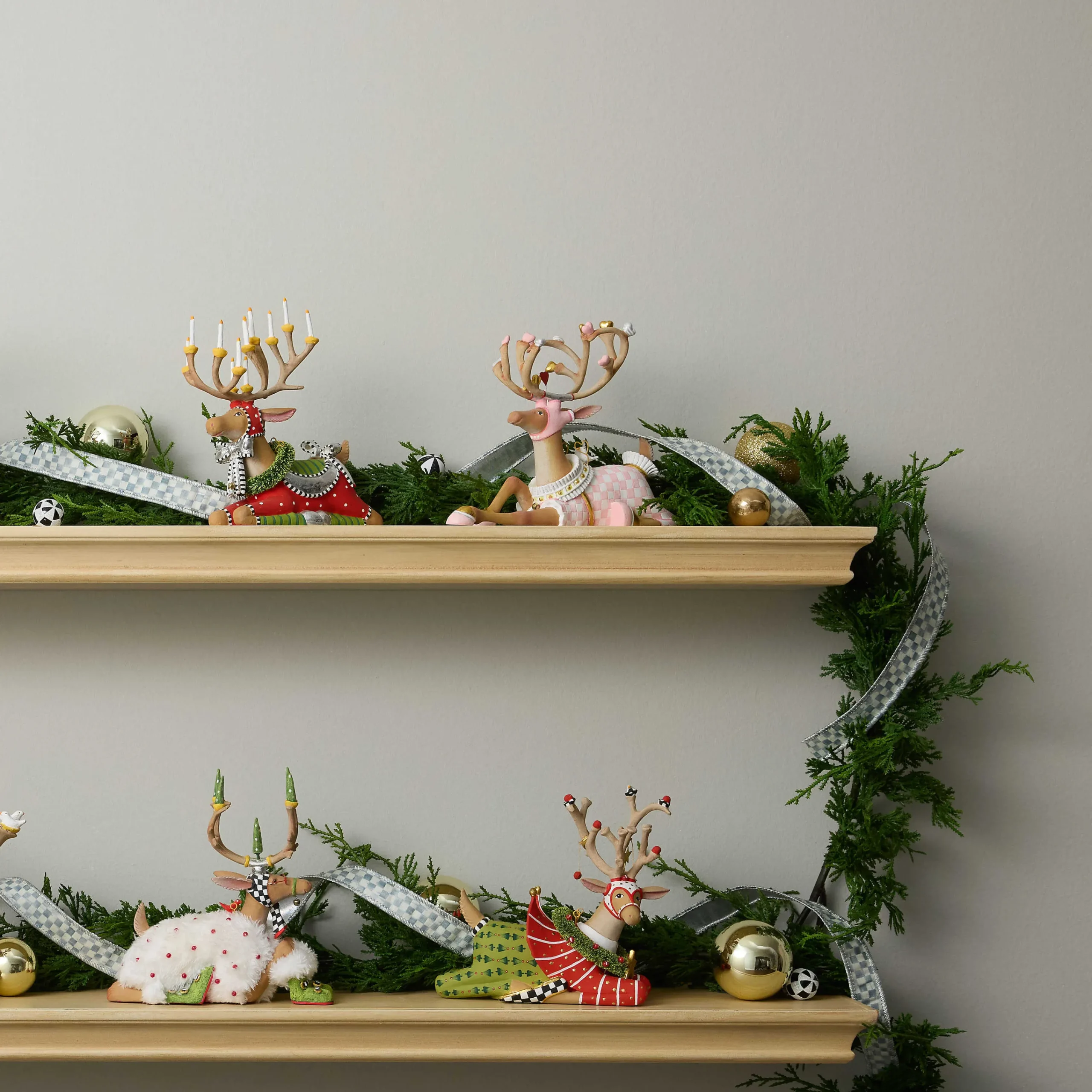 MacKenzie-Childs Patience Brewster Dash Away Sitting Cupid Reindeer Figure| Holiday|Room Accents