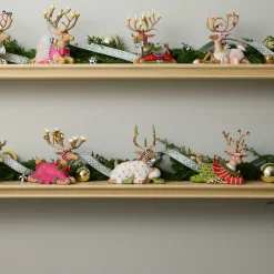 MacKenzie-Childs Patience Brewster Dash Away Sitting Blitzen Reindeer Figure| Holiday|Room Accents