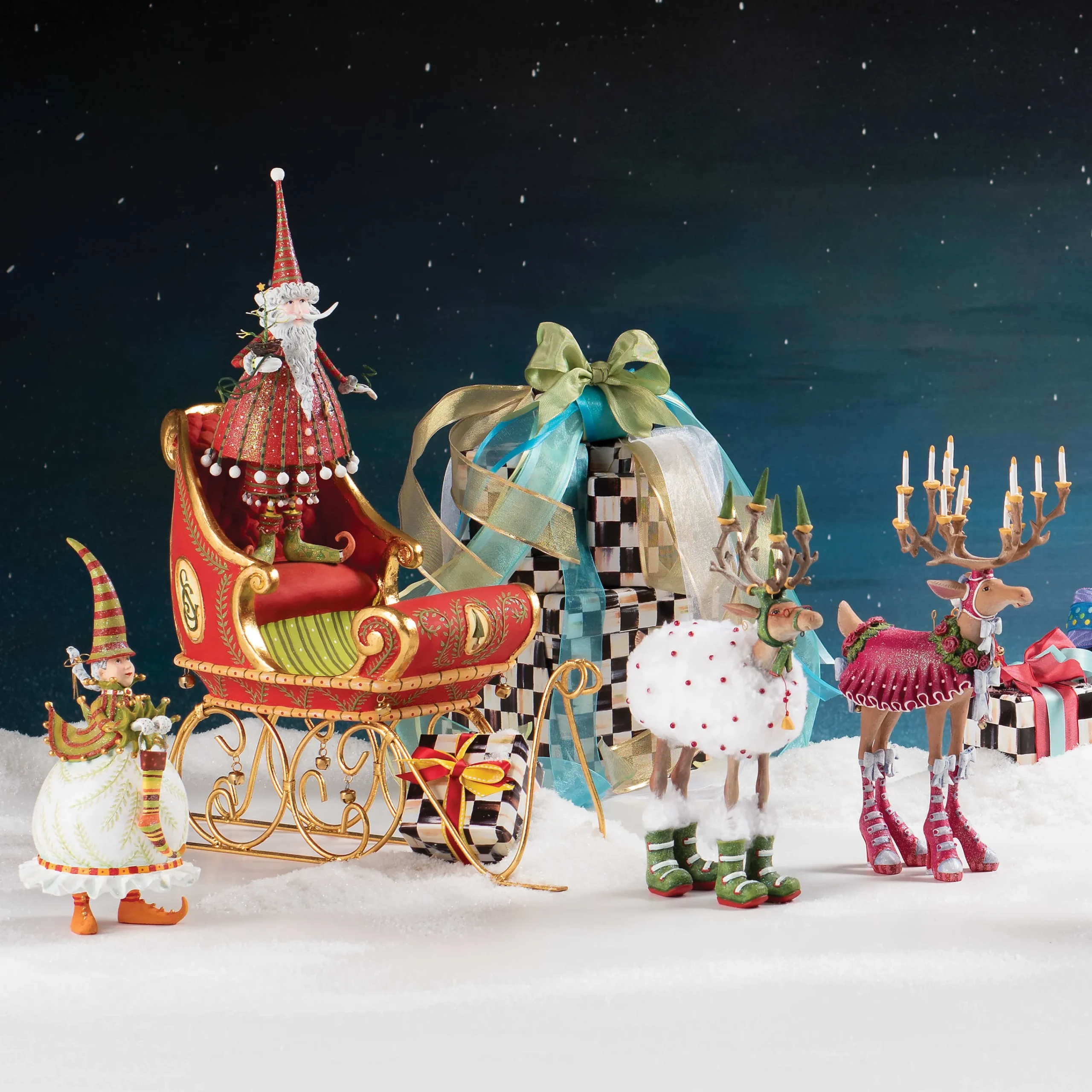 MacKenzie-Childs Patience Brewster Dash Away Mrs. Santa Figure| Holiday|Room Accents