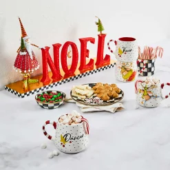 MacKenzie-Childs Patience Brewster Dash Away Reindeer Mugs, Set of 4| Holiday|Drinkware