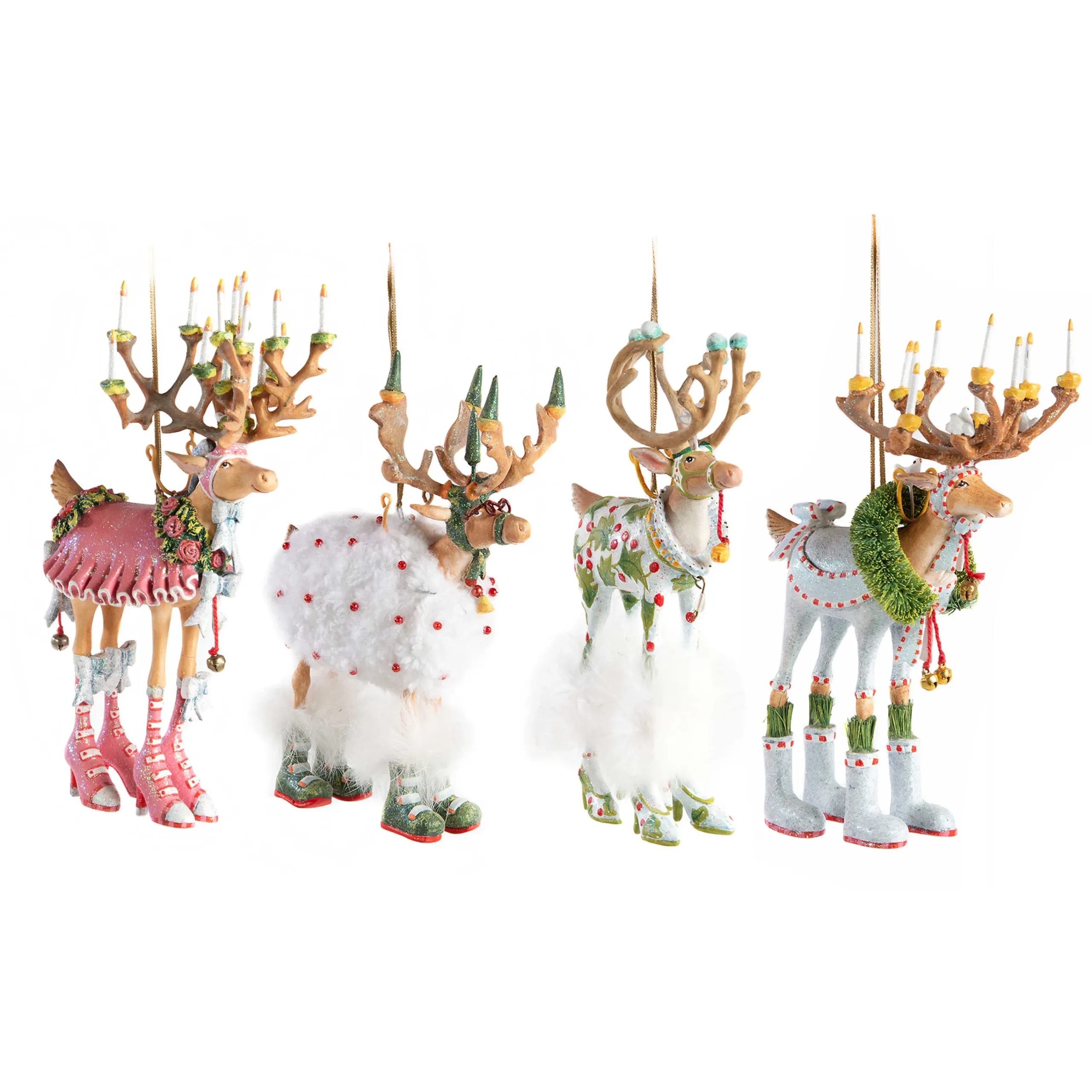 MacKenzie-Childs Patience Brewster Dash Away Reindeer Ornament Set| Holiday