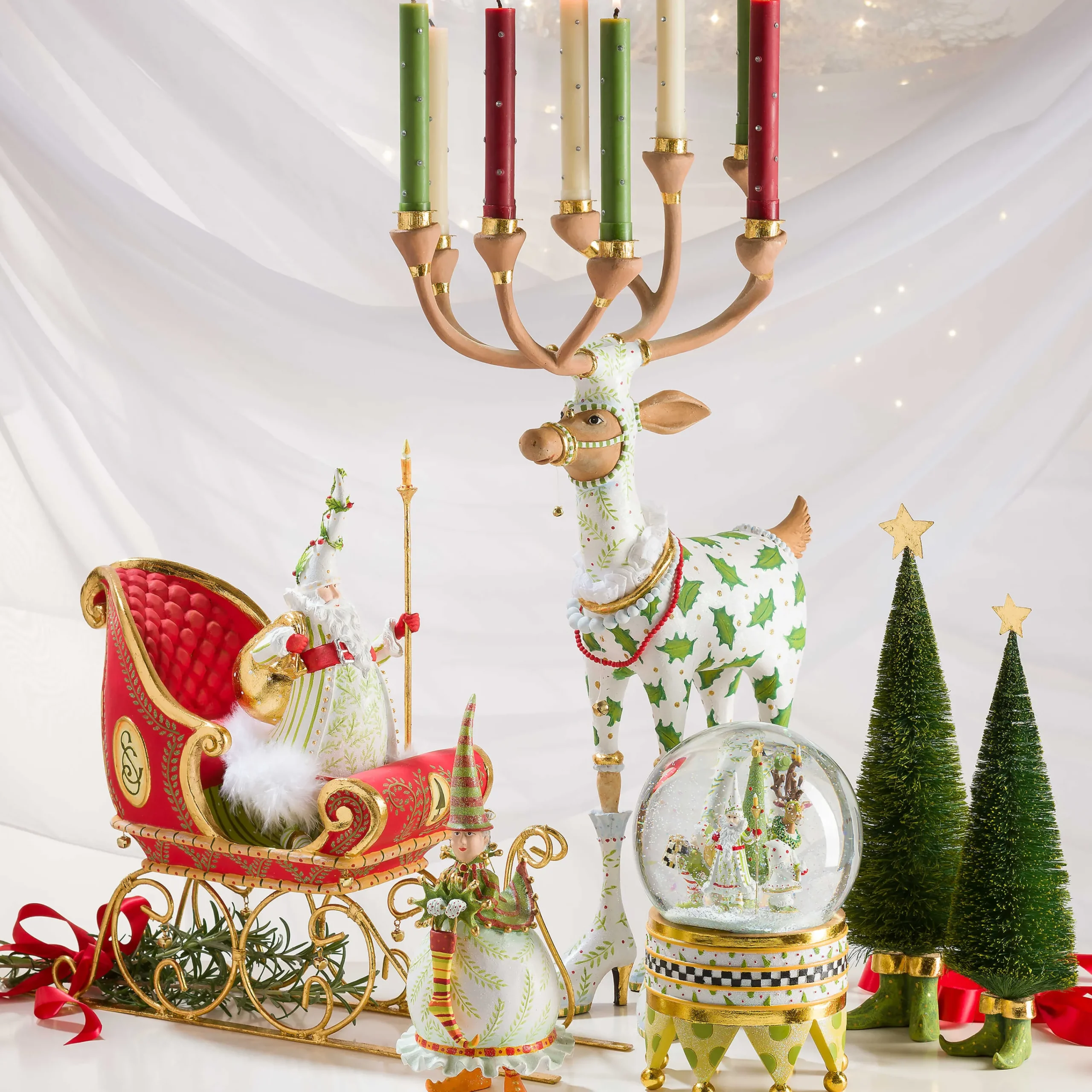 MacKenzie-Childs Patience Brewster Dash Away Candlelight Santa Figure| Holiday|Room Accents