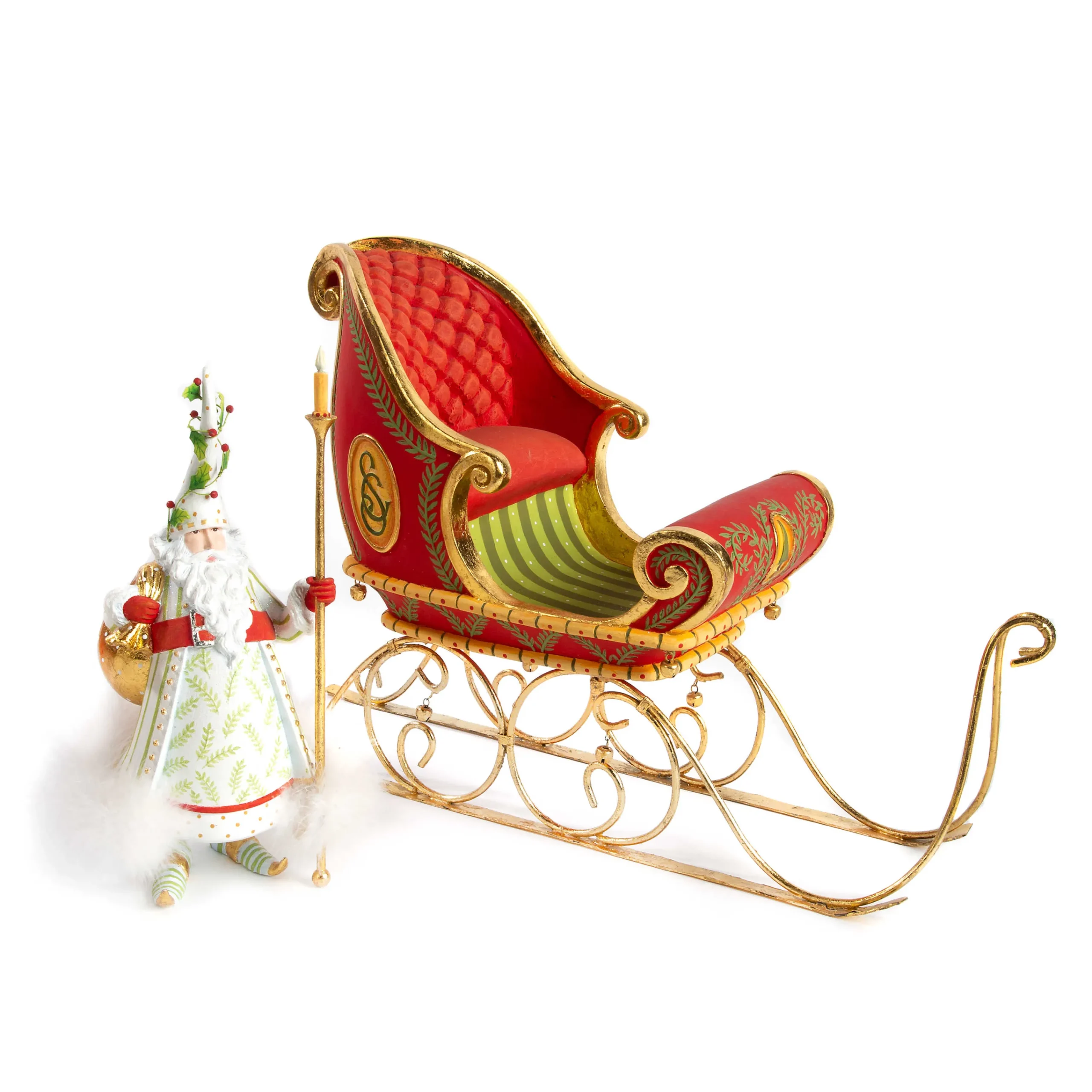 MacKenzie-Childs Patience Brewster Dash Away Candlelight Santa Figure| Holiday|Room Accents