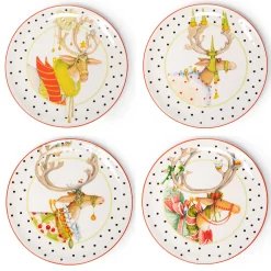 MacKenzie-Childs Patience Brewster Dash Away Dessert Plates, Set of 4| Holiday|Dinnerware & Flatware