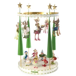 MacKenzie-Childs Patience Brewster Dash Away Reindeer Mini Ornament Display| Holiday