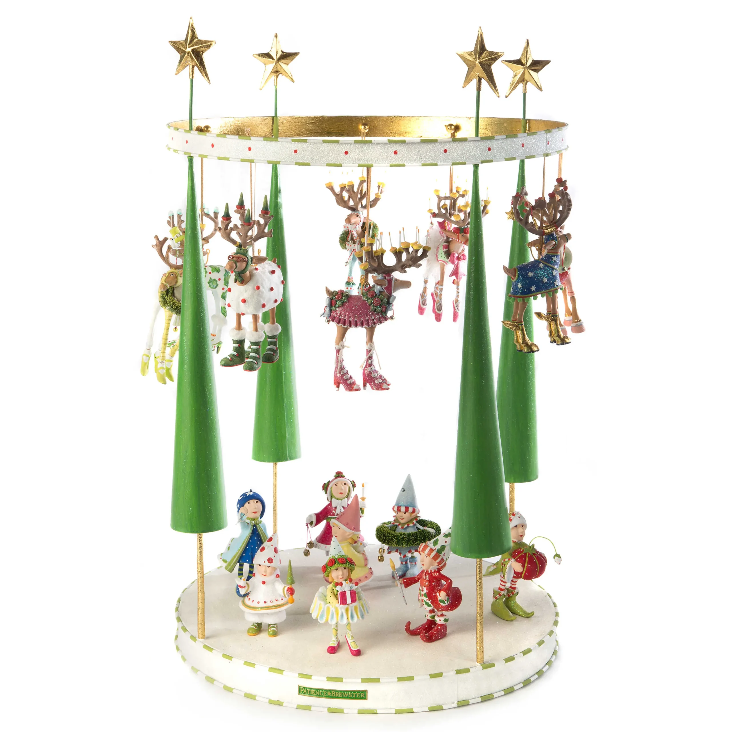MacKenzie-Childs Patience Brewster Dash Away Reindeer Mini Ornament Display| Holiday