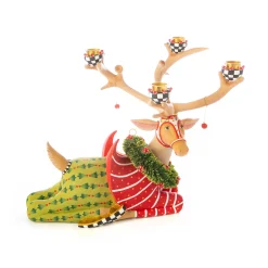 MacKenzie-Childs Patience Brewster Dash Away Sitting Prancer Reindeer Candelabra| Holiday|Room Accents