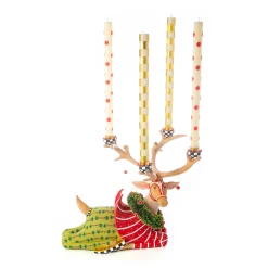MacKenzie-Childs Patience Brewster Dash Away Sitting Prancer Reindeer Candelabra| Holiday|Room Accents
