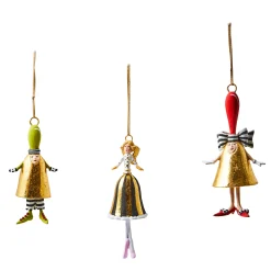 MacKenzie-Childs Patience Brewster Mini Bell Ornaments, Set of 3| Holiday|Decor Sets