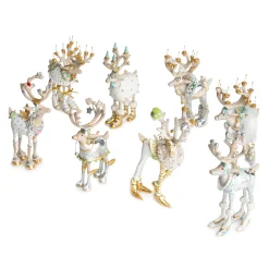 MacKenzie-Childs Patience Brewster Moonbeam Reindeer Mini Ornaments Set| Holiday