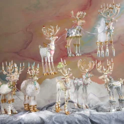 MacKenzie-Childs Patience Brewster Moonbeam Dancer Reindeer Figure| Holiday|Room Accents