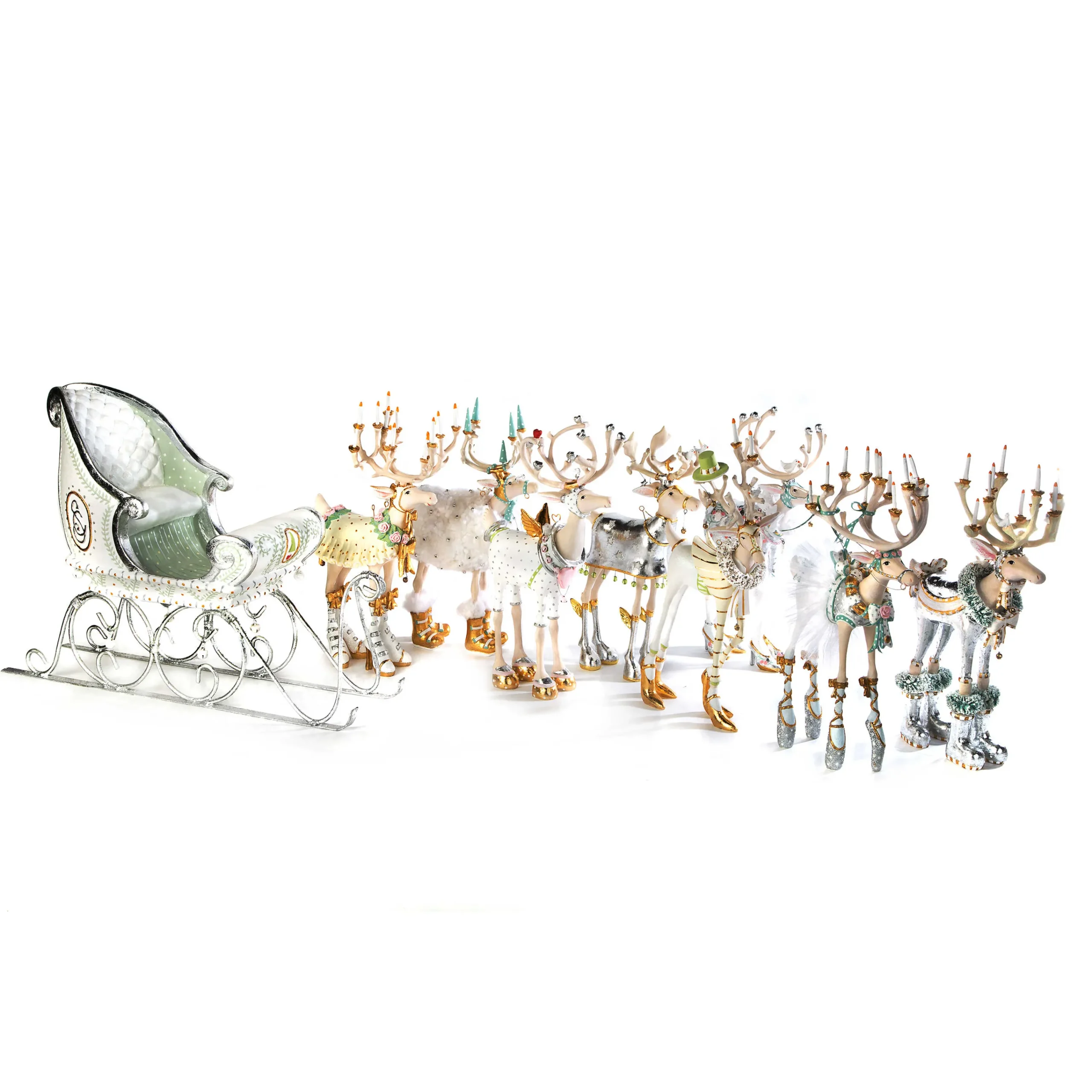 MacKenzie-Childs Patience Brewster Moonbeam Cupid Reindeer Figure| Holiday|Room Accents