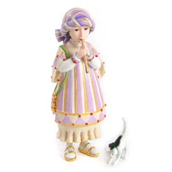 MacKenzie-Childs Patience Brewster Nativity Piping Girl with Kitten Figures| Holiday|Room Accents