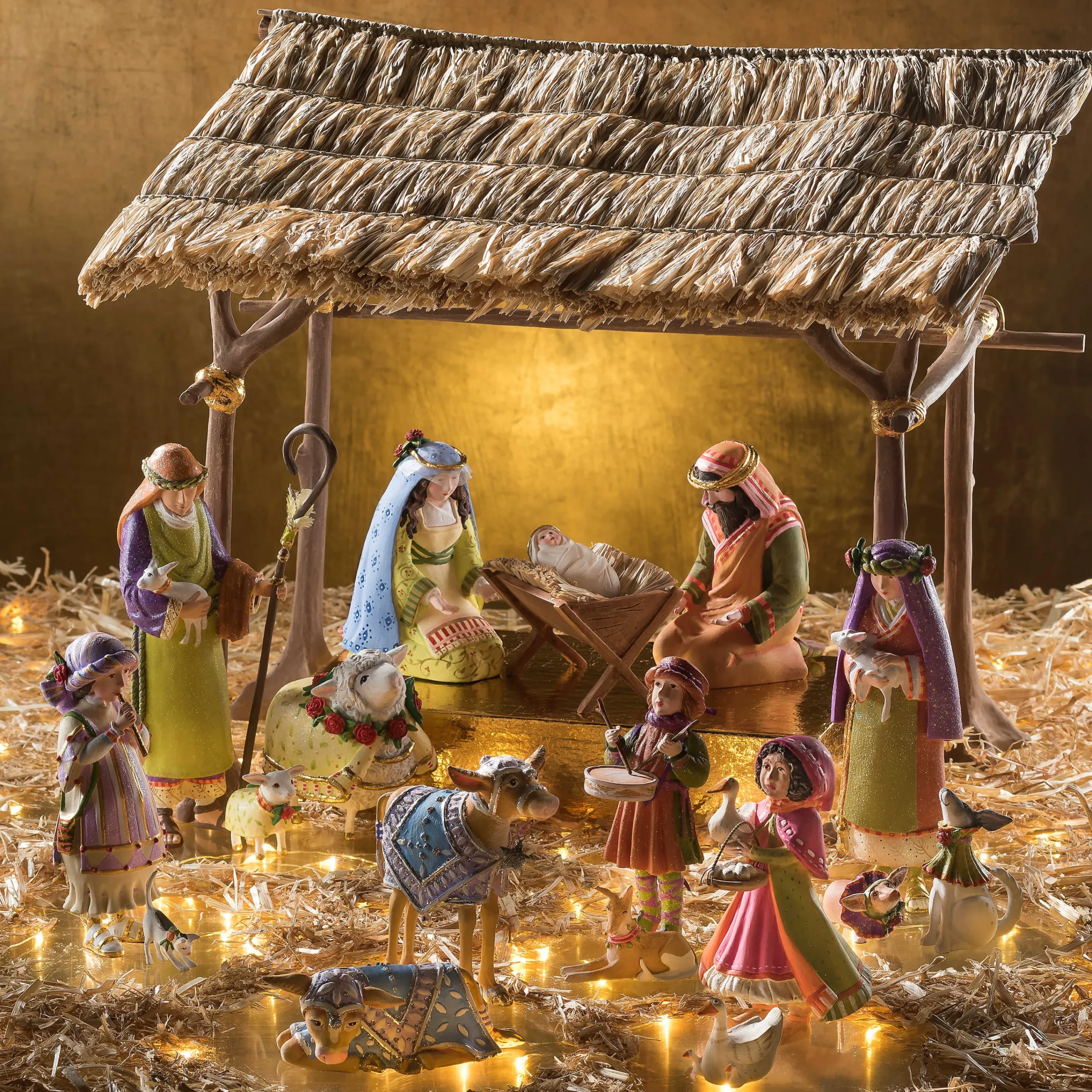 MacKenzie-Childs Patience Brewster Nativity Piping Girl with Kitten Figures| Holiday|Room Accents