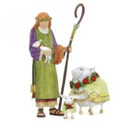 MacKenzie-Childs Patience Brewster Nativity Shepherd  Sheep Figures| Holiday|Room Accents