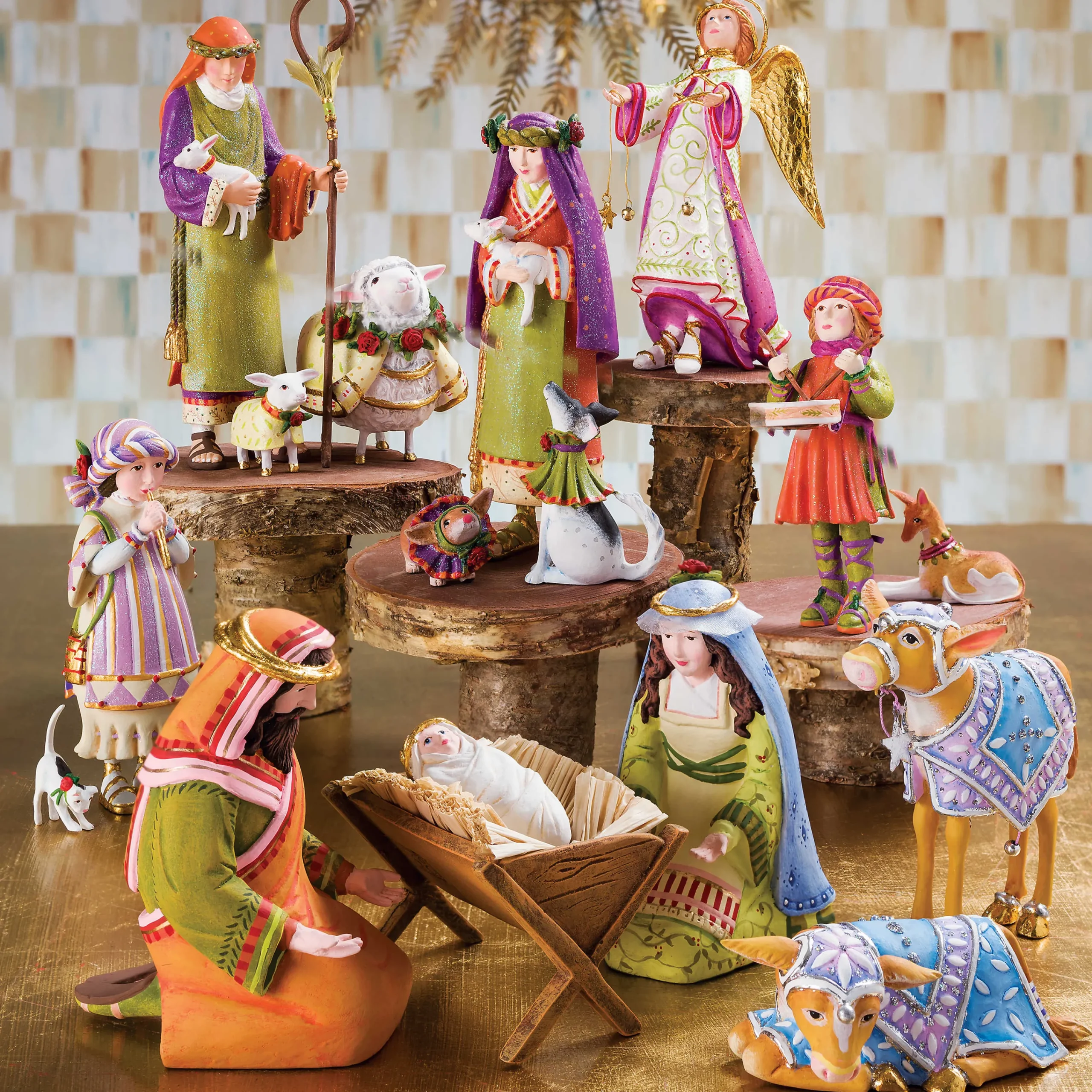 MacKenzie-Childs Patience Brewster Nativity Little Drummer Boy Dog Figures| Holiday|Room Accents