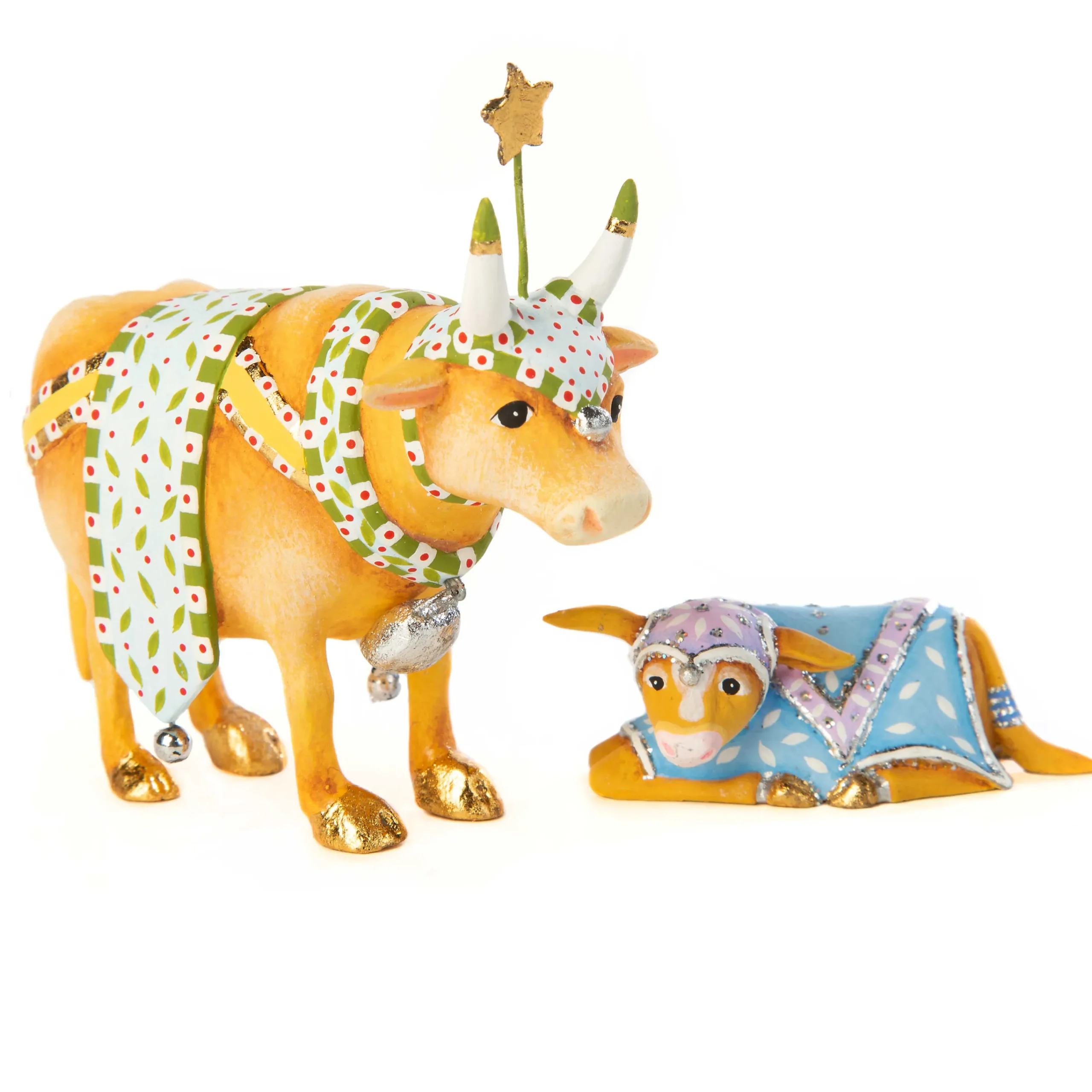 MacKenzie-Childs Patience Brewster Nativity Cow Calf Mini Figures| Holiday|Room Accents