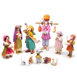 MacKenzie-Childs Patience Brewster Nativity Manger Figures Set| Holiday|Room Accents
