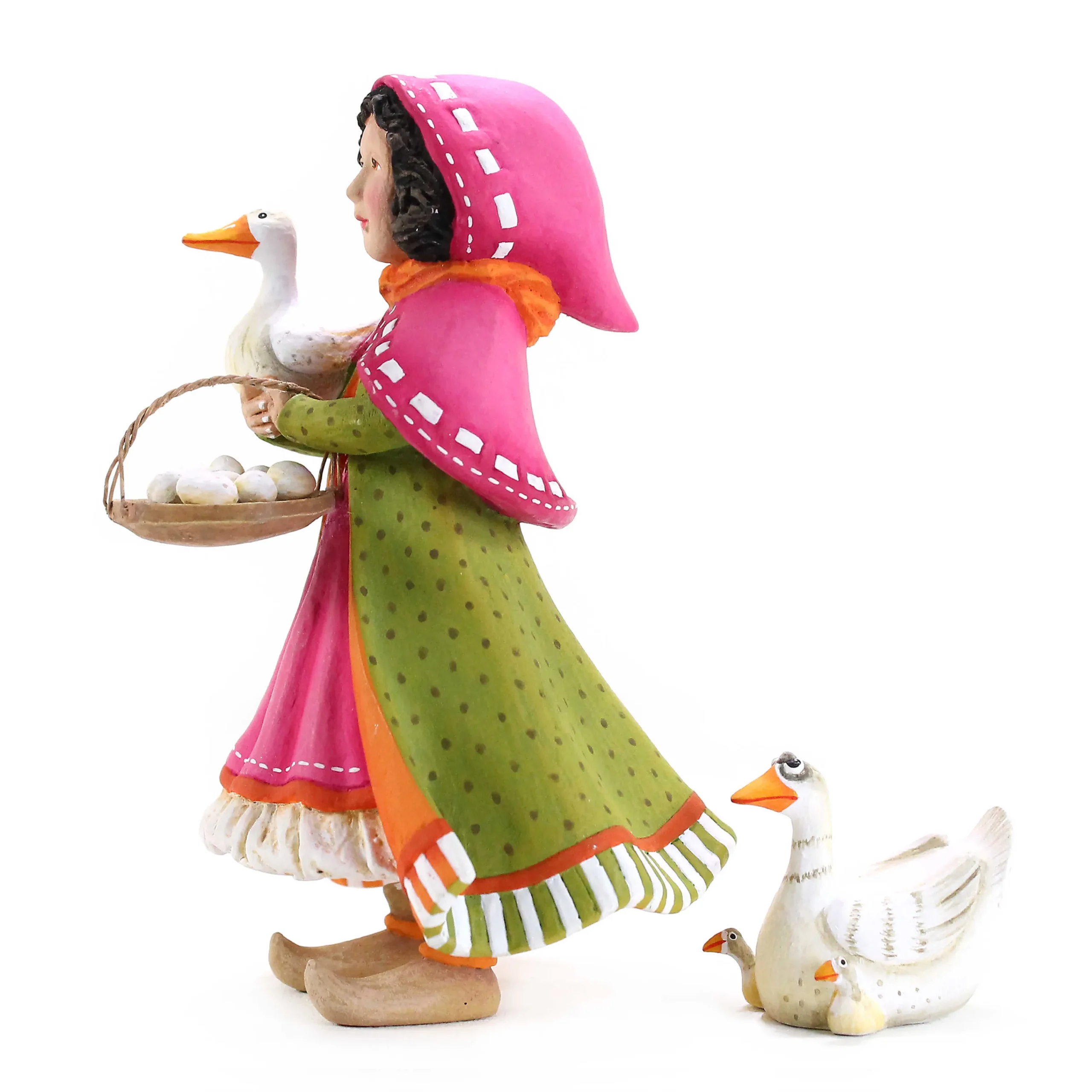 MacKenzie-Childs Patience Brewster Nativity Girl with Duck Figures| Holiday|Room Accents