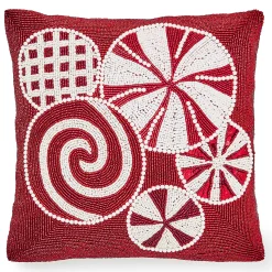 MacKenzie-Childs Peppermint Beaded Throw Pillow| Pillows, Throws, & Cushions