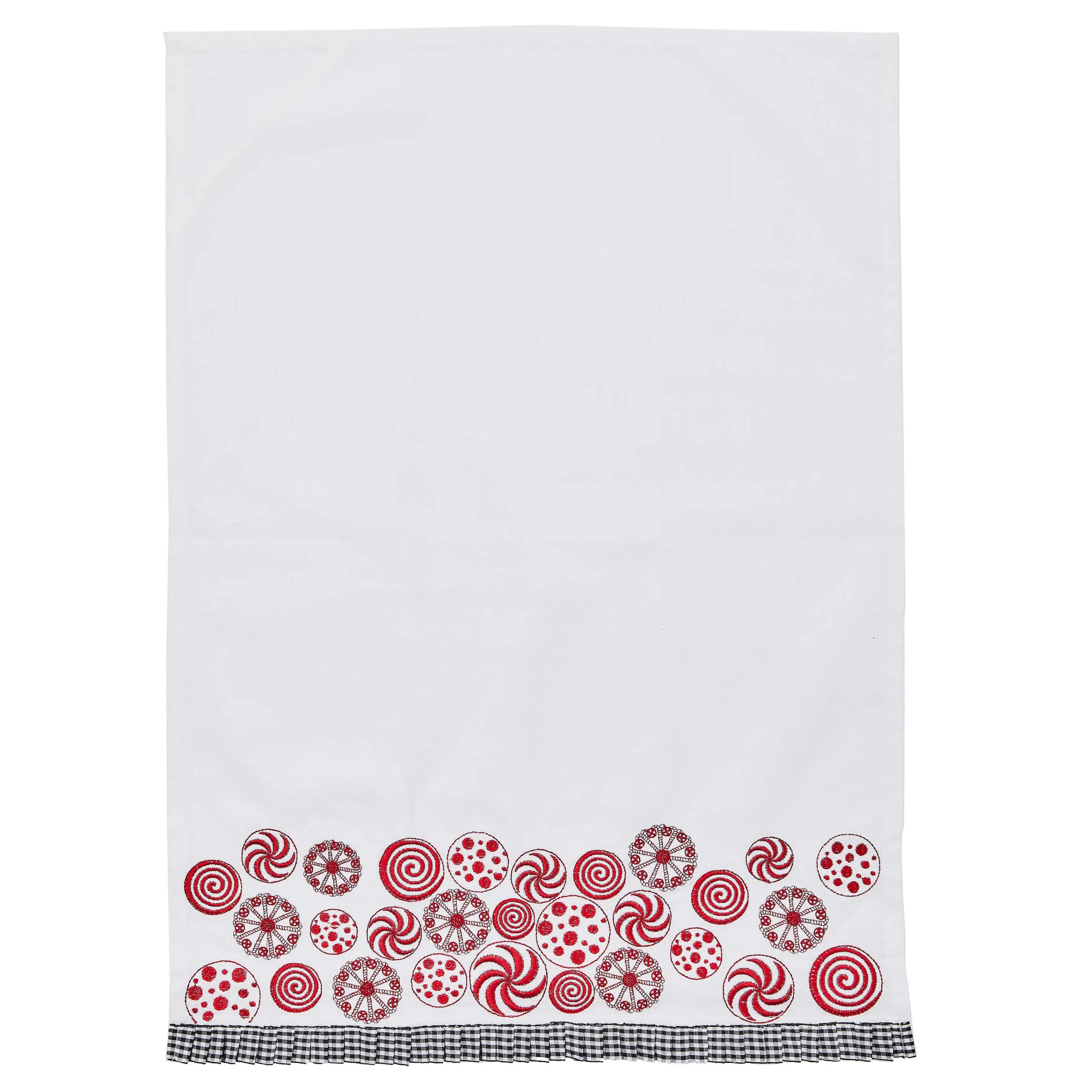 MacKenzie-Childs Peppermint Embroidered Dish Towel| Holiday|Kitchen & Table Linens