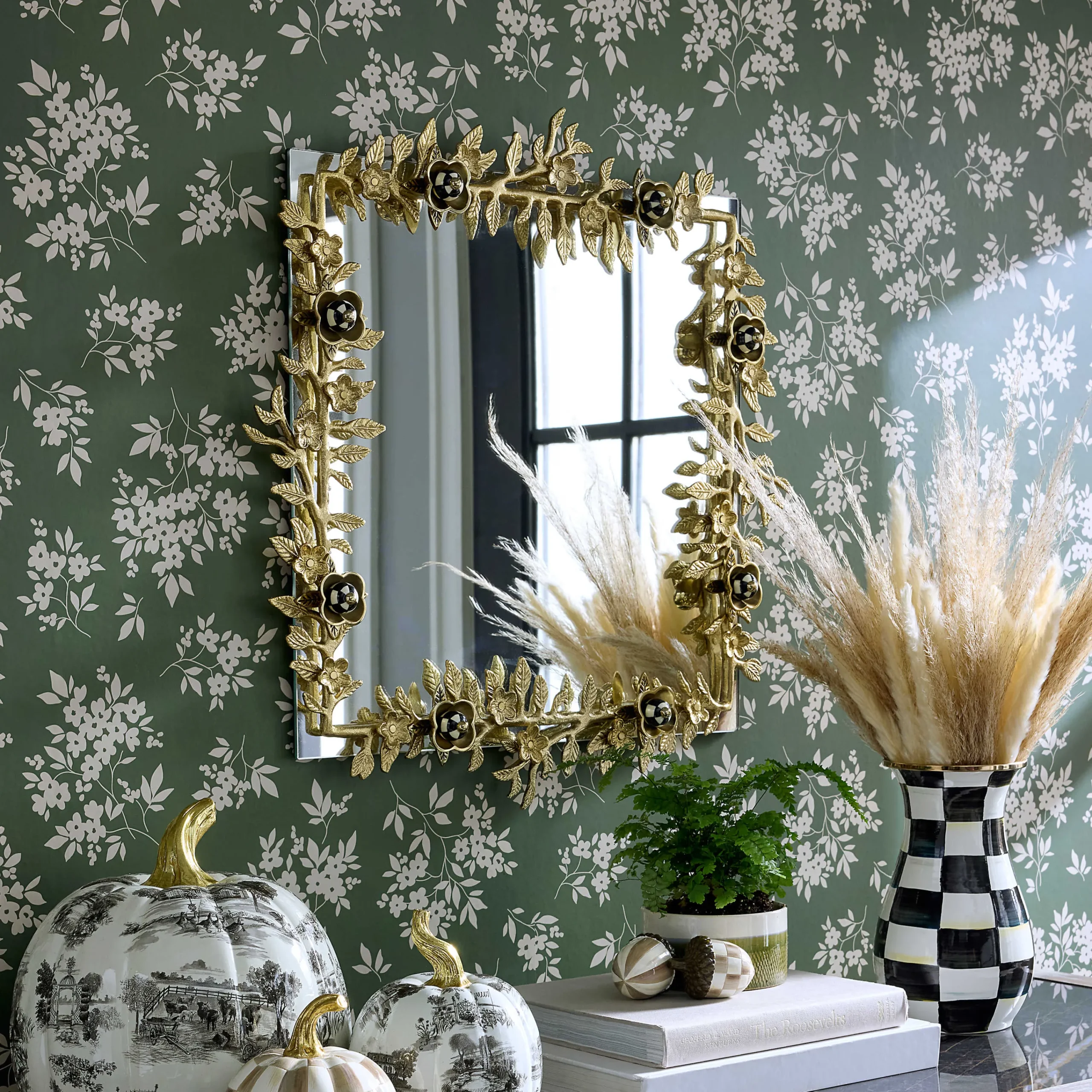 MacKenzie-Childs Petal Square Gold Wall Mirror| Room Accents