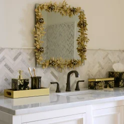MacKenzie-Childs Petal Square Gold Wall Mirror| Room Accents