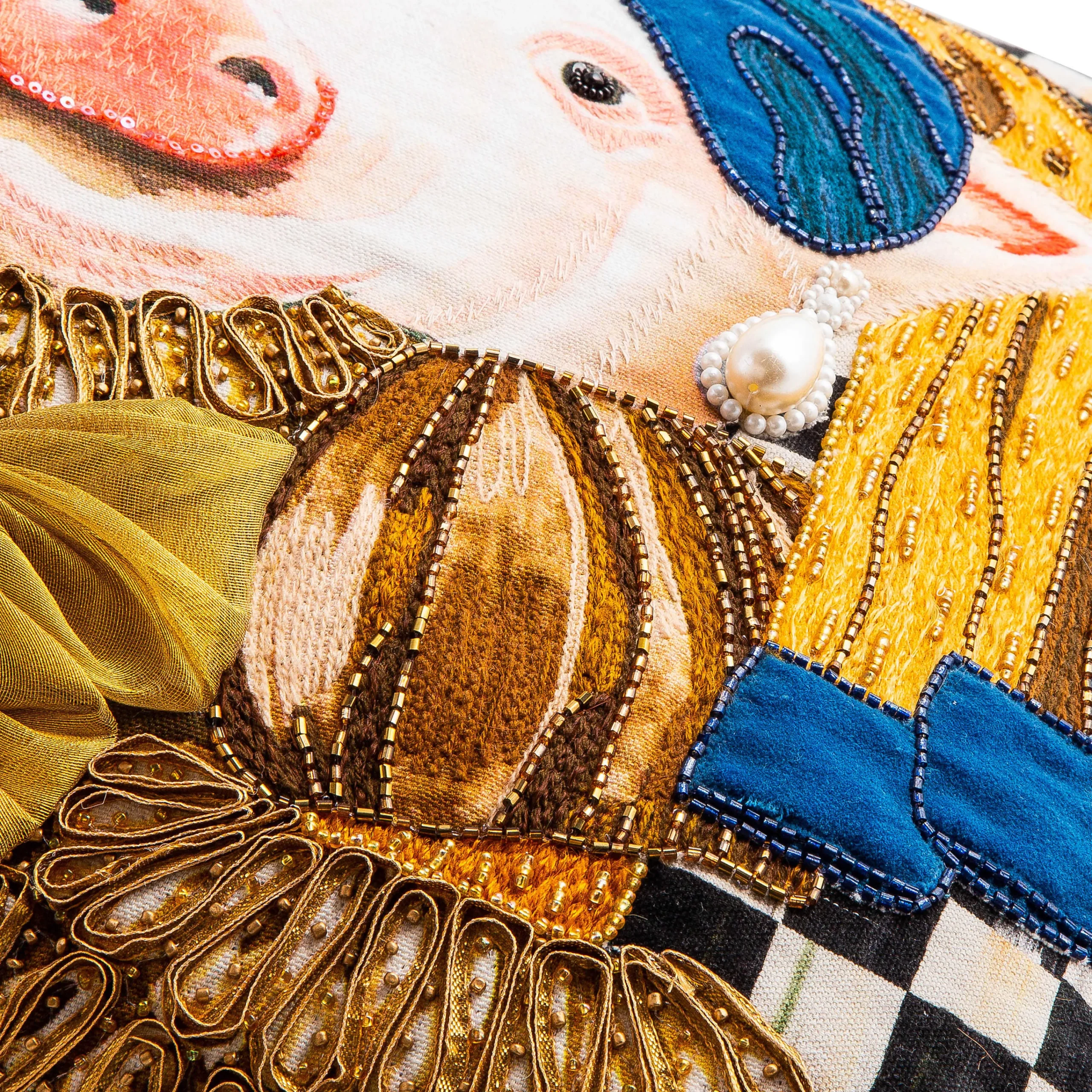 MacKenzie-Childs Pig With Pearl Earring Throw Pillow| Pillows, Throws, & Cushions