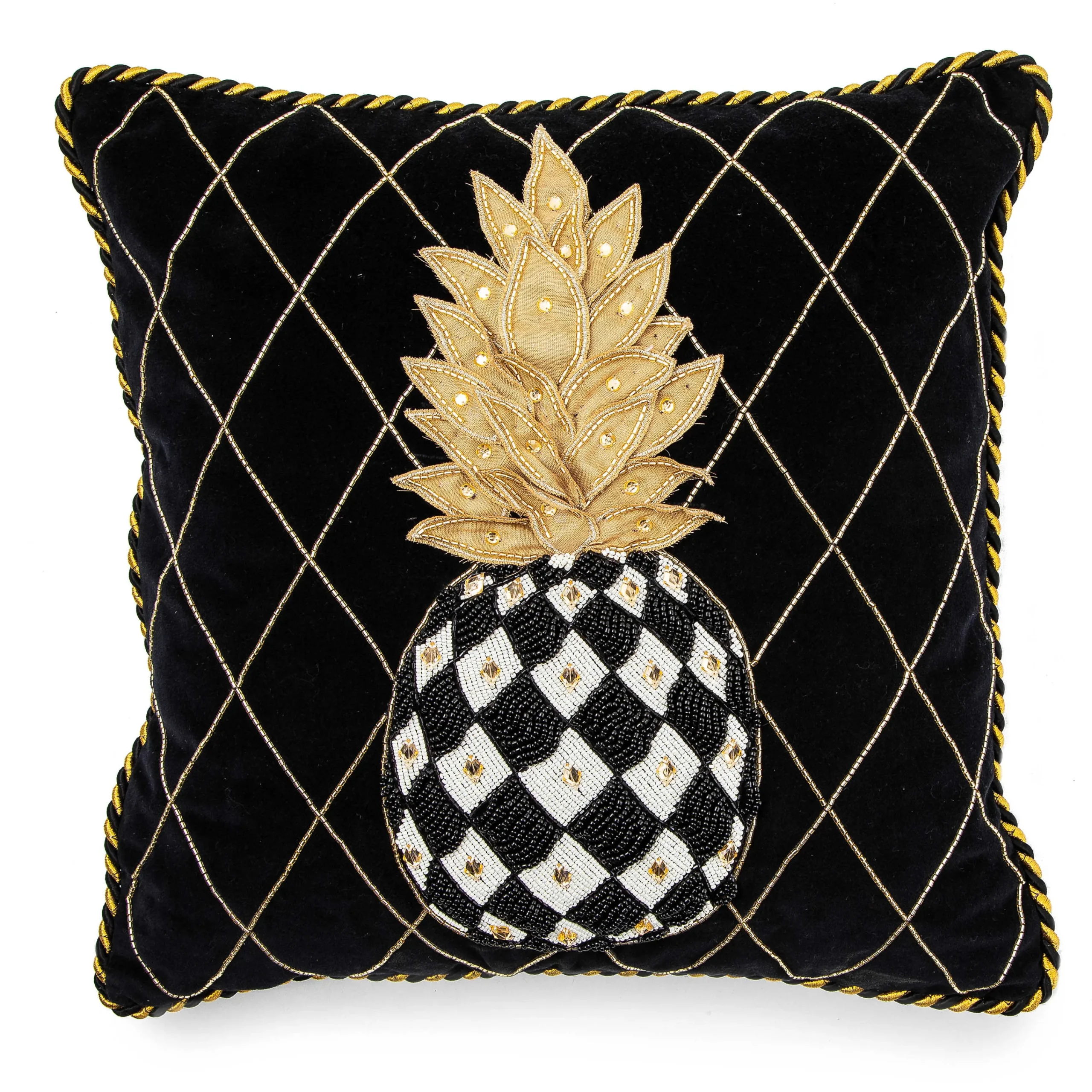 MacKenzie-Childs Pineapple Black Pillow| Pillows, Throws, & Cushions