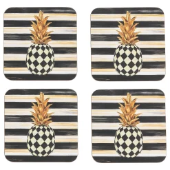 MacKenzie-Childs Pineapple Cork Back Coasters, Set of 4| Table Accessories|Kitchen & Table Linens