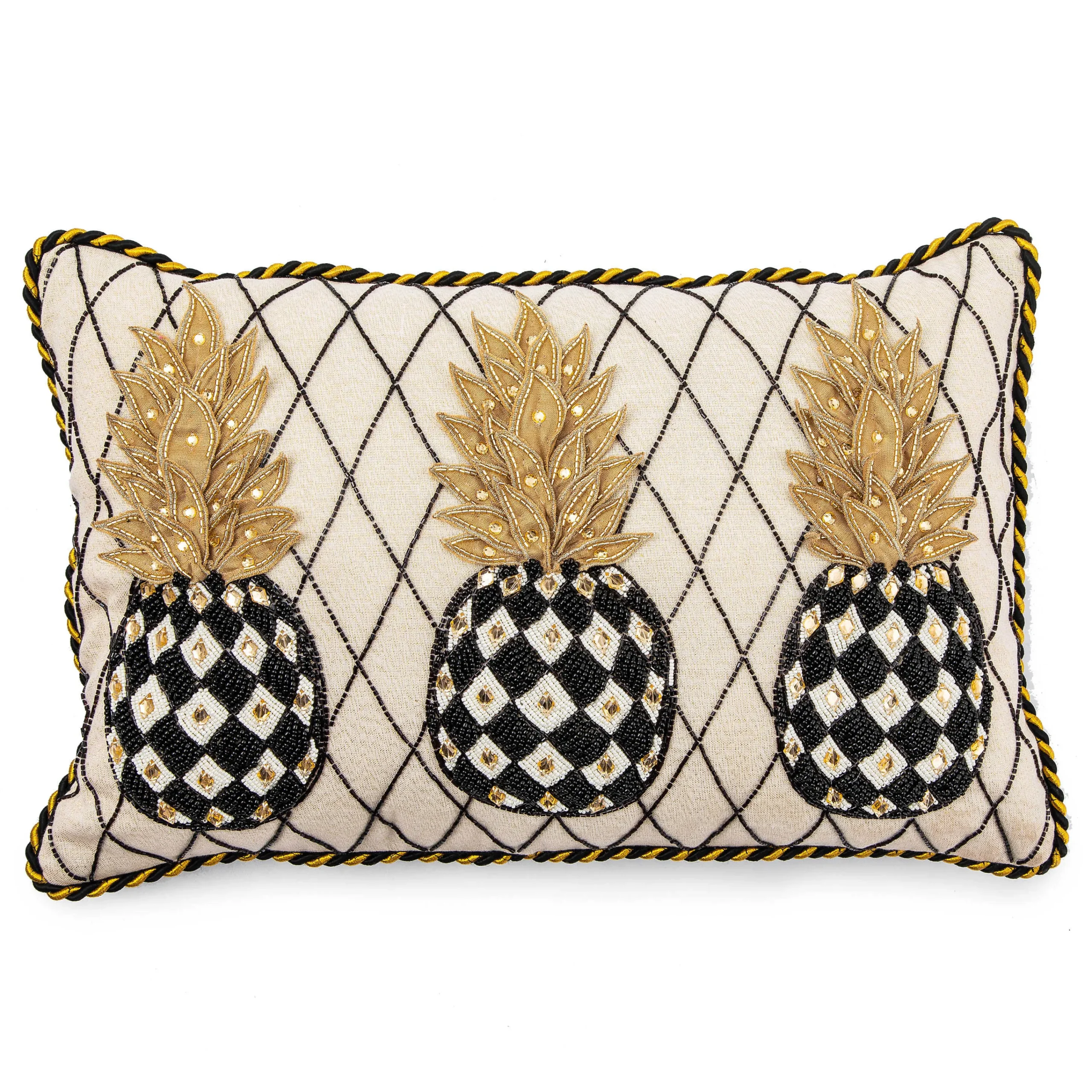 MacKenzie-Childs Pineapple Ivory Lumbar Pillow| Pillows, Throws, & Cushions