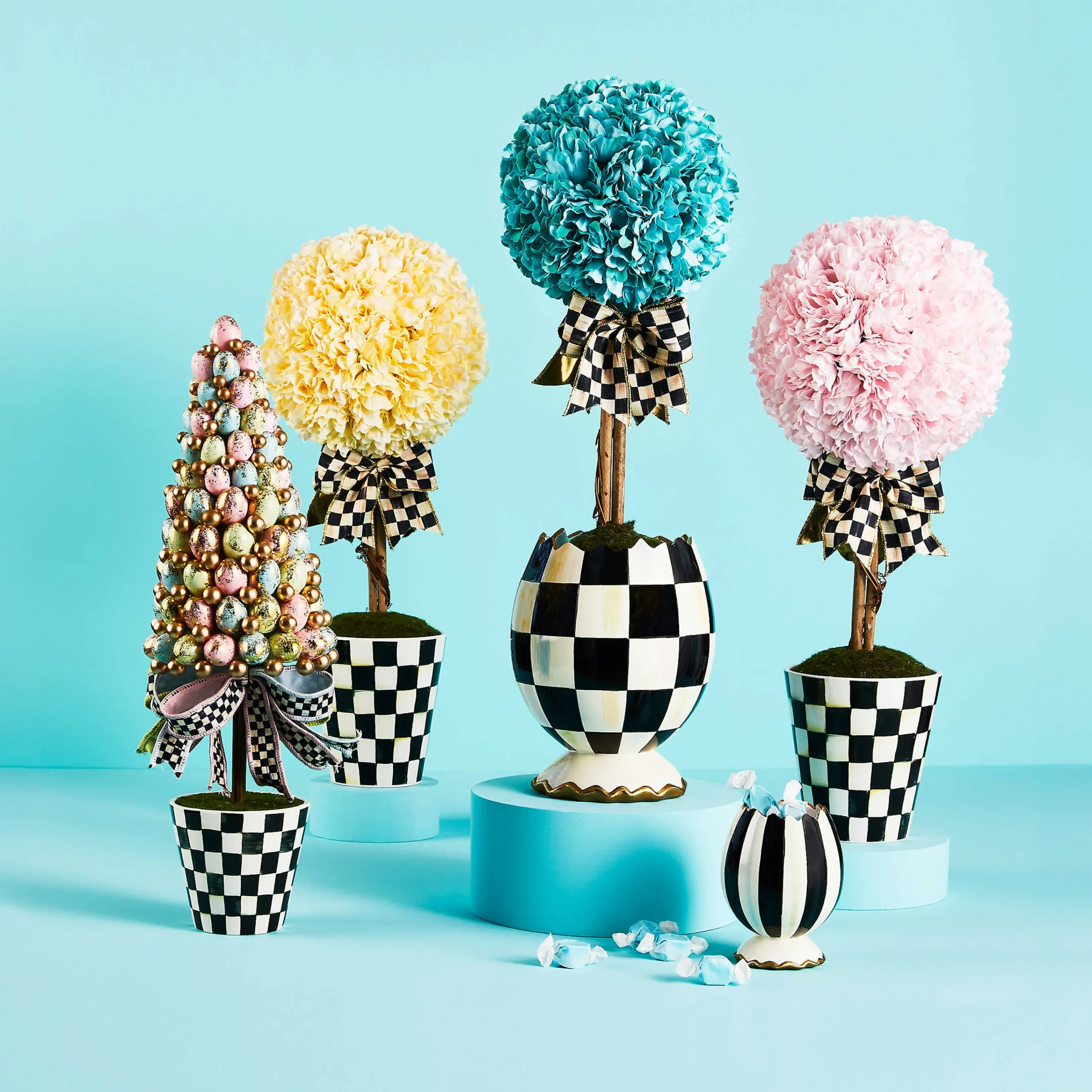 MacKenzie-Childs Pink Topiary Small Drop In| Greenery & Florals