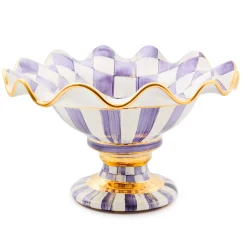MacKenzie-Childs Plum Check Ceramic Compote| Fall Entertaining|Serveware